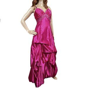 Vintage '90s/Y2K Jessica McClintock Gunne Sax Satin Sequins Maxi Prom Dress Sz 5